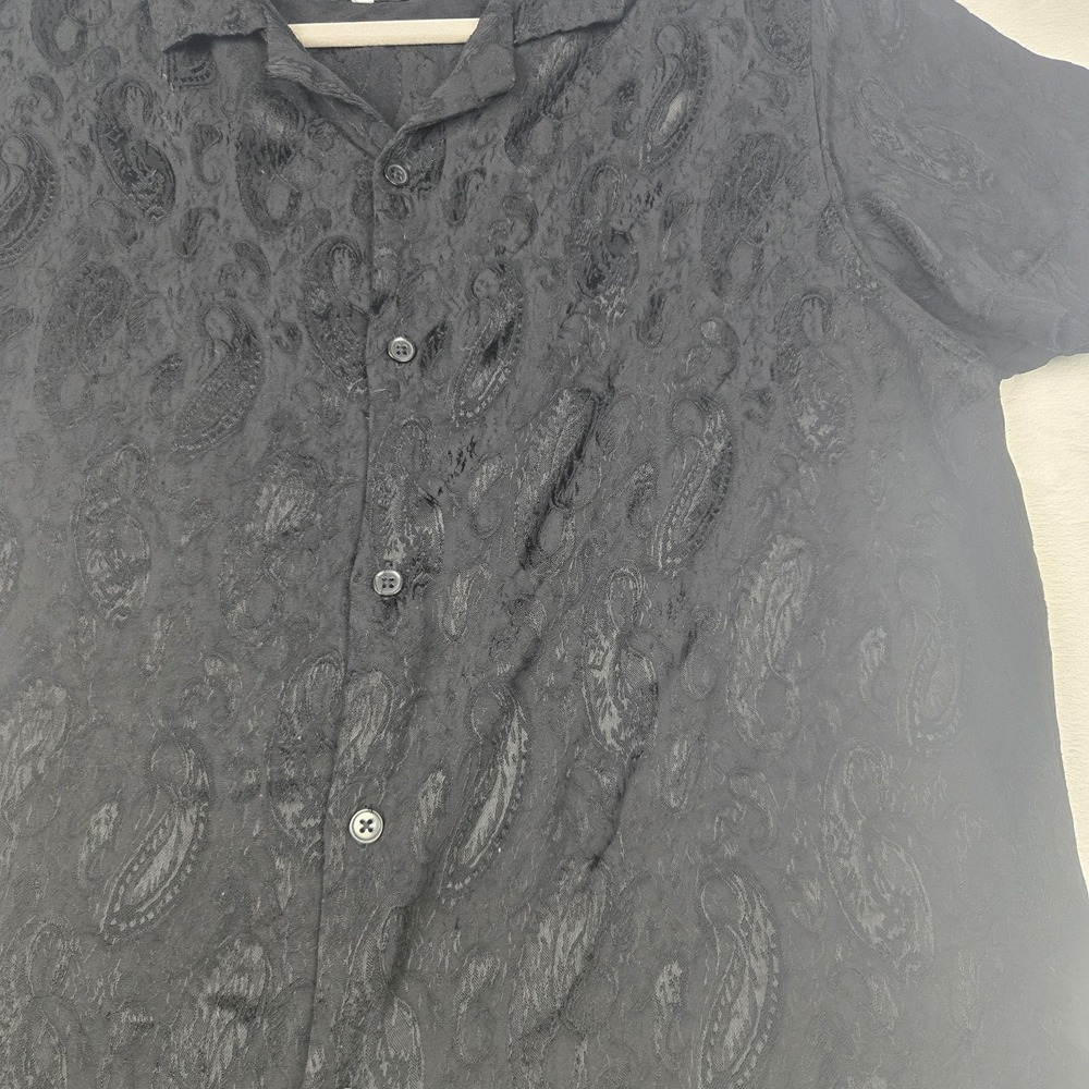 Cactus Man Ricky Singh Women's Black Button Up Shirt Size Large Floral Pattern - Picture 3 of 8